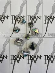 Пуговица декоративная металлическая на ножке (Металл, Серебро/перламутровая изумрудная эмаль, 18)