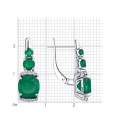 92023023 - Серьги из серебра с зелеными агатами