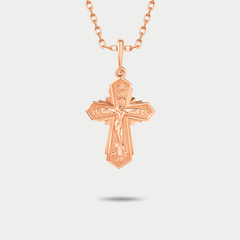 Крест женский православный из розового золота 585 пробы без вставок (арт. 800777-1000)