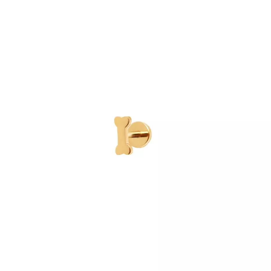 VIVA LA VIKA Лабрет Plain Bone Stud Earring - Gold