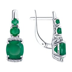 92023023 - Серьги из серебра с зелеными агатами