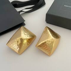 27061-Серьги клипсы крупные прямоугольников из латуни YSL