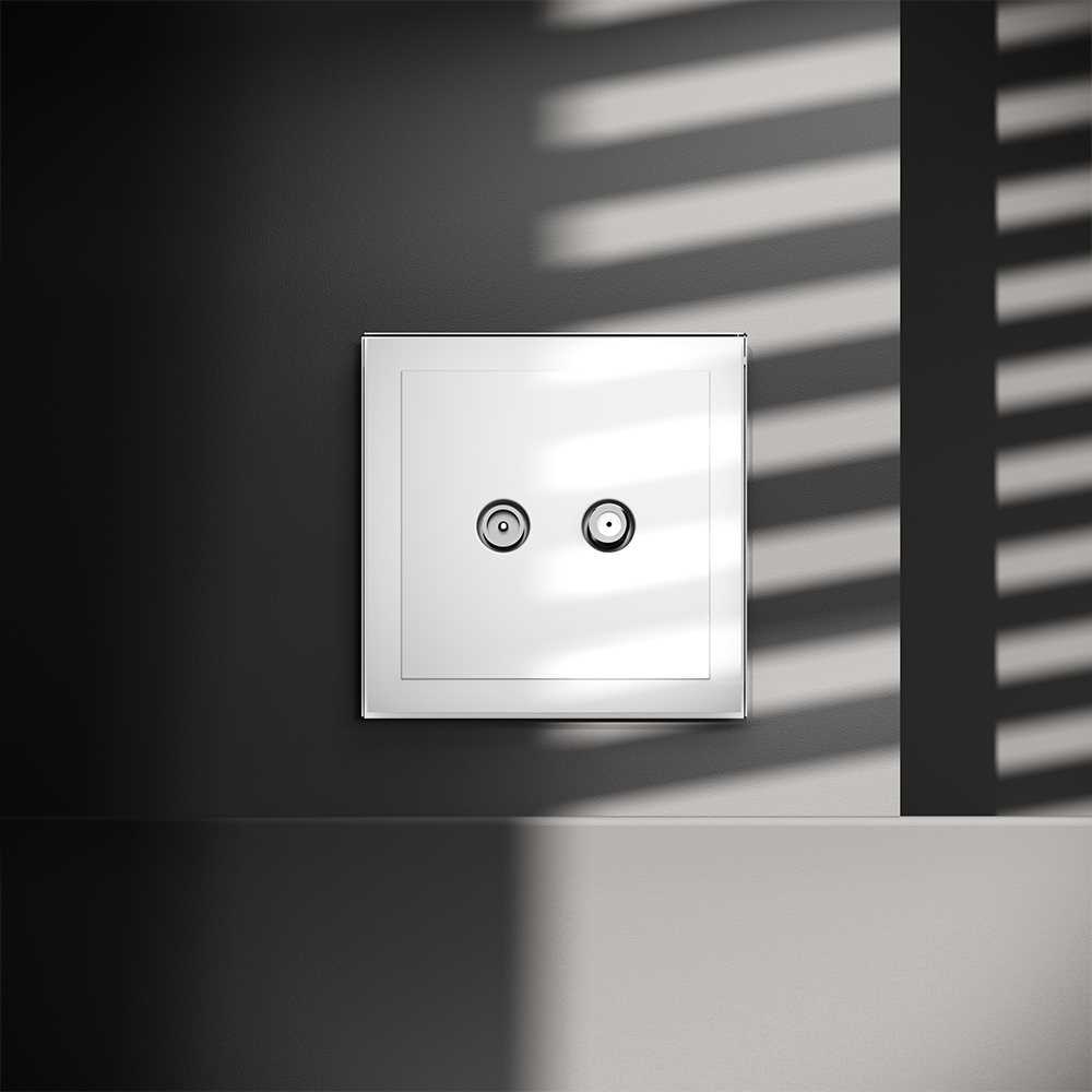 Розетка телевизионнная встраиваемая Voltum S70 оконечная TV+SAT, (белый глянцевый) VLS060401