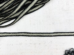 Тесьма плетеная люрекс, ш. 1 см, чёрный с золотом