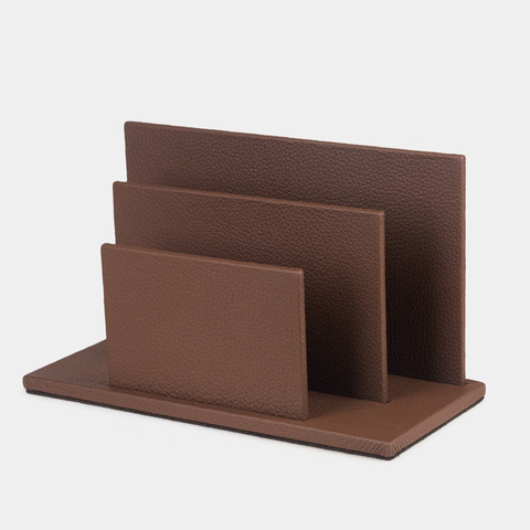 Подставка для визиток и бумаг из натуральной кожи теленка, черного цвета