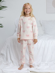 пижама  для девочки  К 1587/розовый,большие бантики