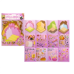 Наклейки для творчества - антистресс, 135*195 мм, "Десерты", MINI, 3D стикеры, 4 локации, 8 листов с наклейками, 10 шт/уп, пакет с европодвесом
