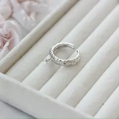 Кольцо с петелькой и штырьком для вклейки, регулируемое, родий, Д071