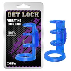 Синяя насадка-клетка с вибрацией Vibrating Cock Cage - 7,6 см. - 