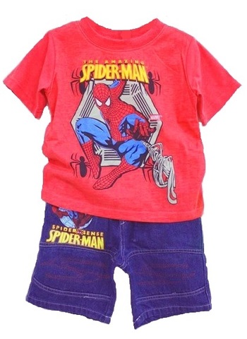 Человек паук комплект детский футболка красная и шорты