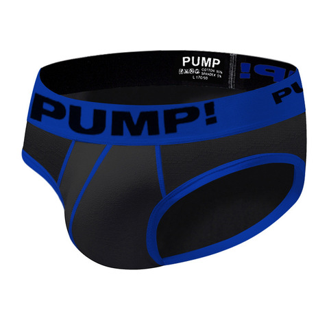 Мужские трусы слипы черные с синей резинкой PUMP! PU5107-2