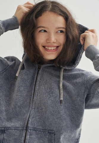 Худи Bowery NYC на молнии высветленное Mood Indigo