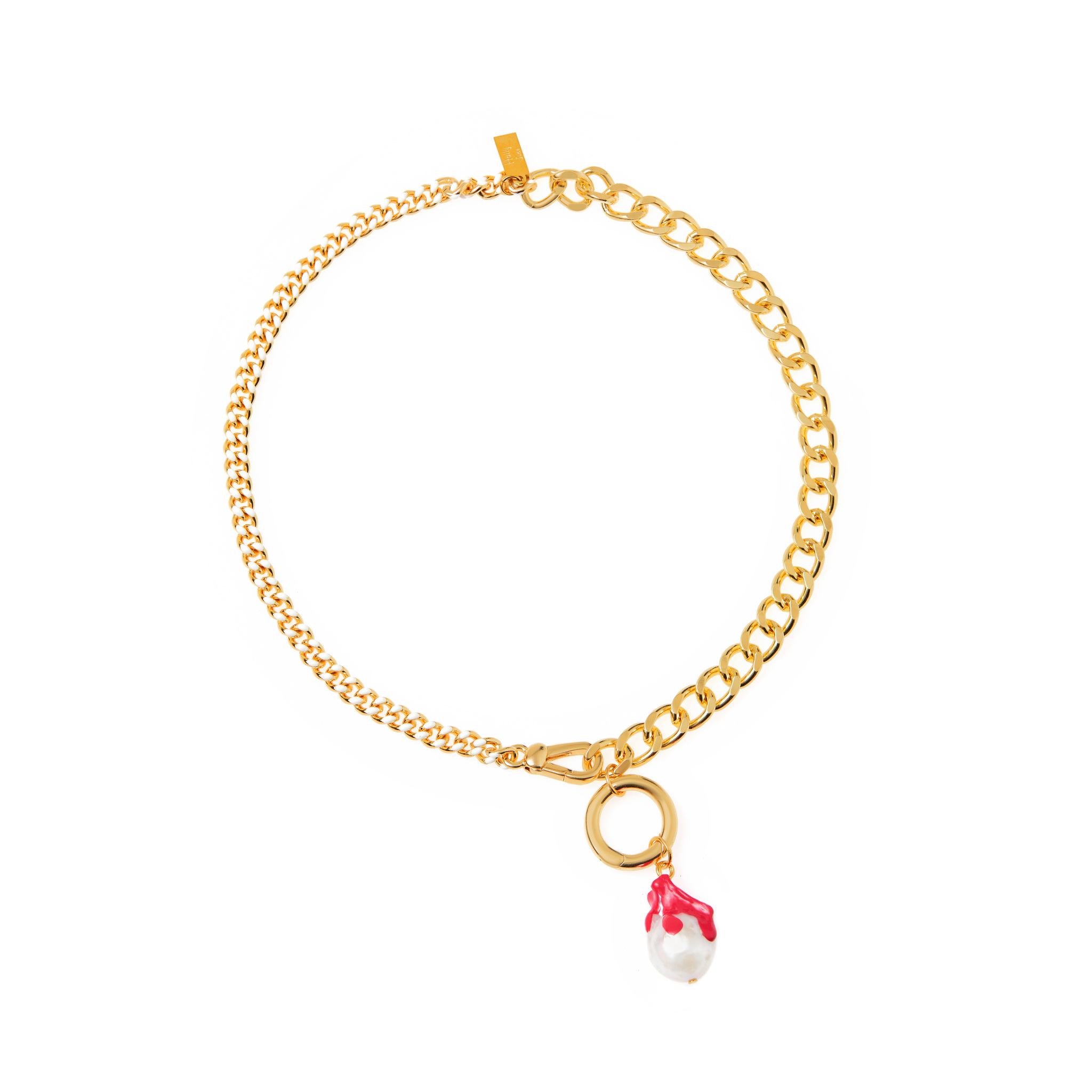 колье holly june gold saturn necklace HOLLY JUNE Колье Pink Pearl Drop Necklace – Gold