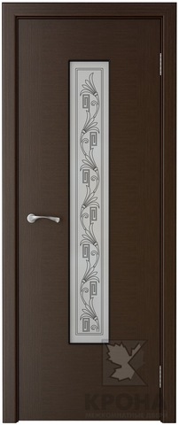 Дверь Крона Карат, стекло матовое с шелкографией, цвет венге, остекленная