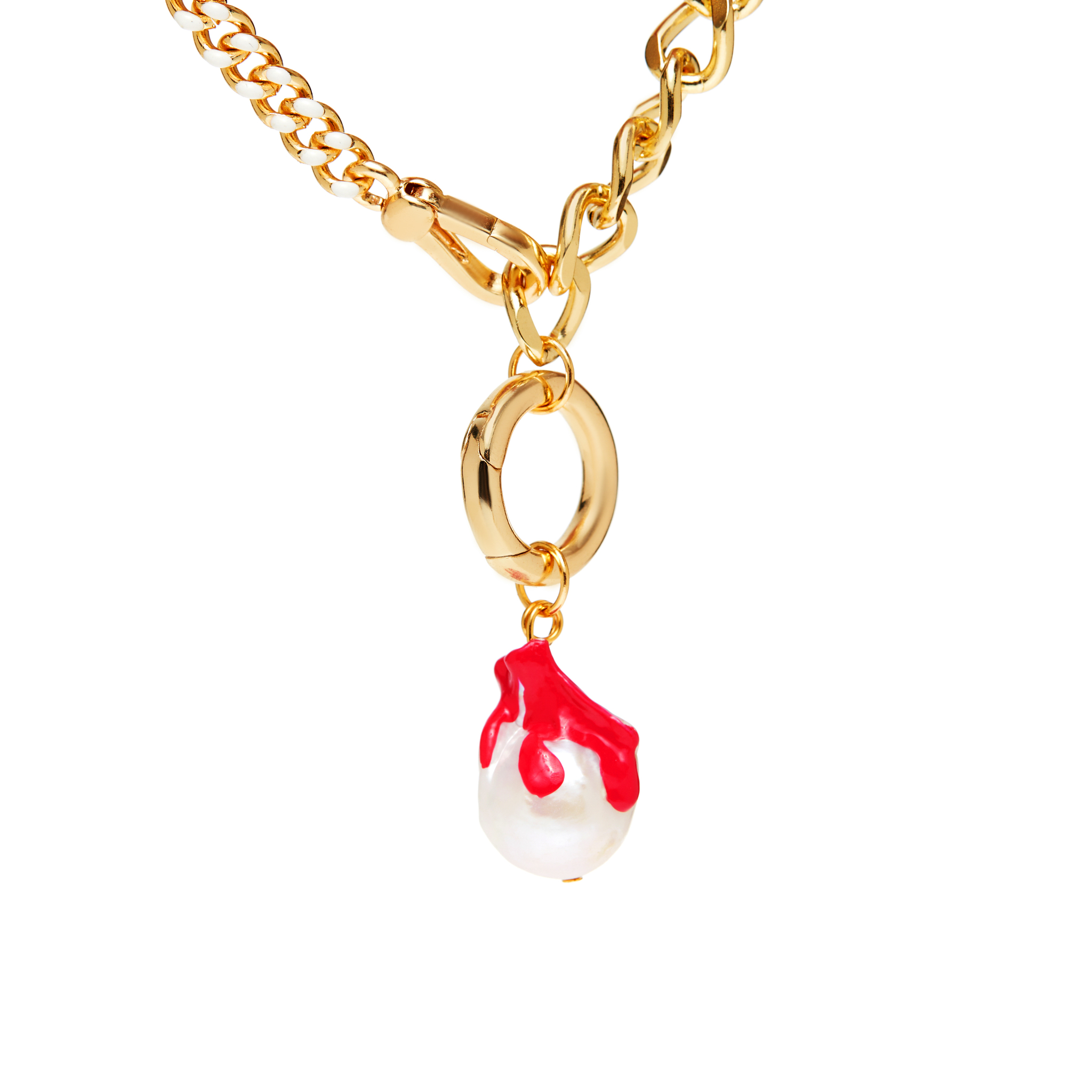 HOLLY JUNE Колье Pink Pearl Drop Necklace – Gold цена и фото