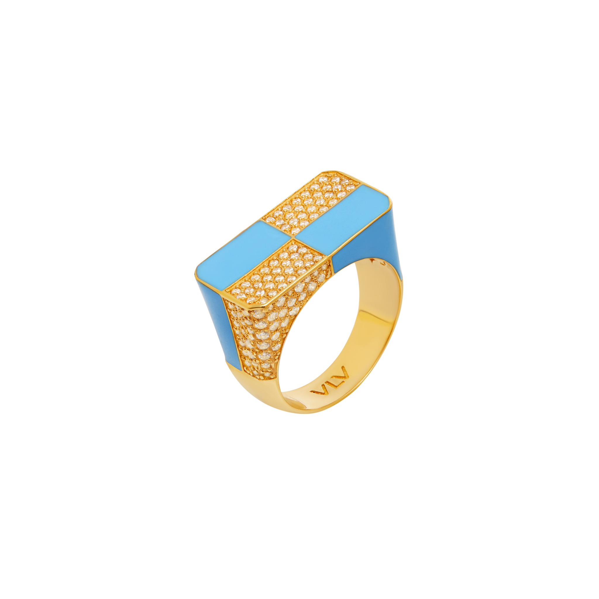 VIVA LA VIKA Кольцо Checkmate Signet Rng – Blue viva la vika кольцо gentle signet ring blue