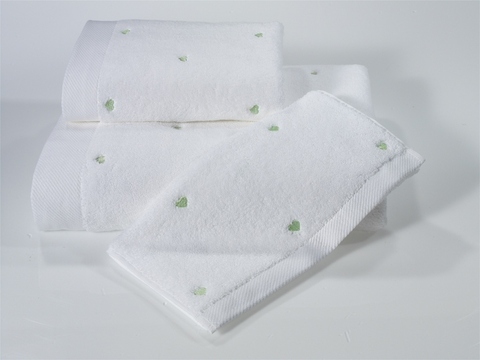 Полотенце 75x150 Soft Cotton Love бело-зеленое