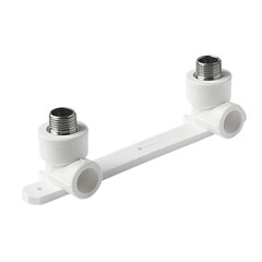 Угольник установочный двойной ПП 20-1/2'' PN 25, с наружной резьбой, белый, Valfex