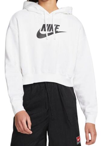 Женская теннисная куртка Nike Sportswear Club Fleece Oversized Crop Hoodie - white/black