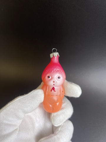 Ёлочная игрушка "Чипполино" из сказки, винтаж, стекло, СССР 1960-1980 гг