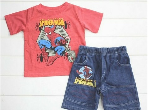 Человек паук комплект детский футболка красная и шорты