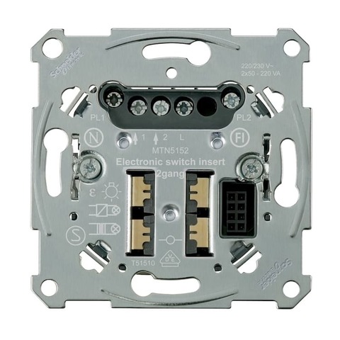 Механизм выключателя электронного, 2 канала PlusLink. Merten D-Life System Design. MTN5152-0000