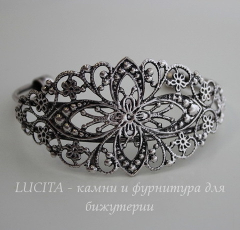 Основа для браслета с филигранью, 14 см (цвет - античное серебро)