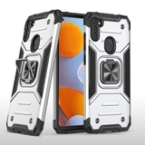 Противоударный чехол Strong Armour Case с кольцом для Samsung Galaxy A11 / M11 (Серебро)