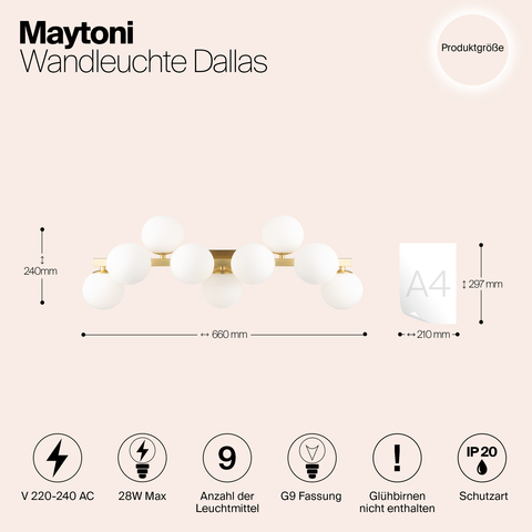 Настенный светильник Maytoni Dallas MOD547WL-09BS