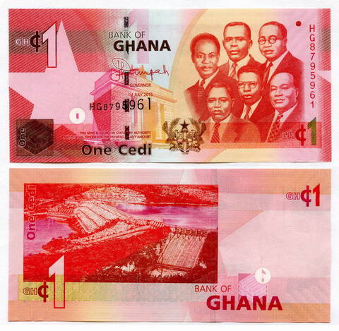 Банкнота Гана 1 седи 2015 год. UNC