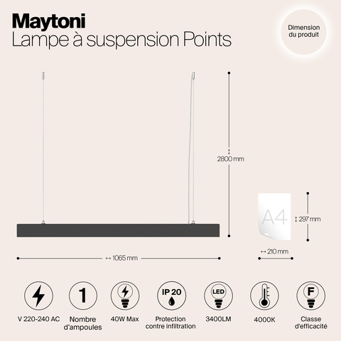 Подвесной светодиодный светильник Maytoni Vinder P050PL-L40B4K черный