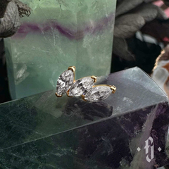 Кластер "Plume" - Желтое золото - White CZ