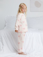 пижама  для девочки  К 1587/розовый,большие бантики