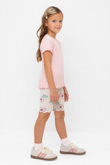 шорты  для девочки  КР 400797/бежевый,нежный цветок к549