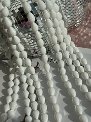 Нить бусин для украшений Капля 9,5х13,5мм, "Майорка-Белая" (имитация)