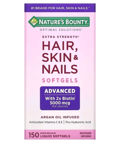 Nature's bounty, Optimal Solutions, средство с повышенной силой действия для здоровья волос, кожи и ногтей, 150 капсул с быстрым высвобождением