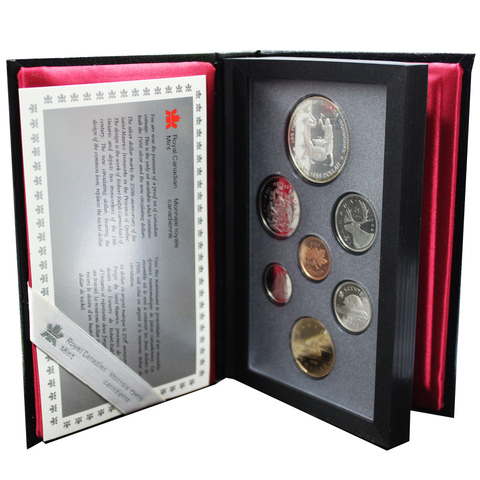 Набор монет Канады 1988 год, в кожаном футляре (Серебро, никель, бронза). PROOF