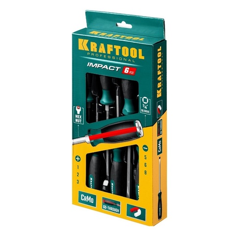 KRAFTOOL Impact, 6 шт, набор ударных отверток (25025)