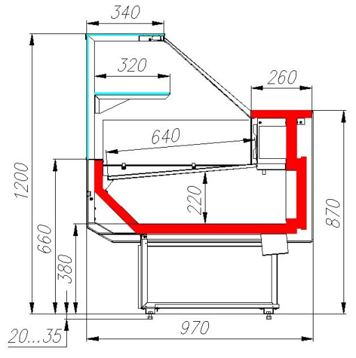 Витрина холодильная POLUS GC95 SM 1,8-1 (ВХС-1,8 Carboma GC95) (0011-9003 боковины серые, декор белый)