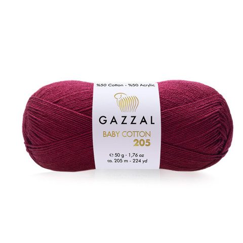 Пряжа Gazzal Baby Cotton 205 цвет 535 винный