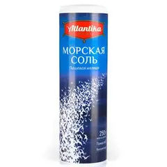 Соль Atlantika пищевая морская мелкая, пл.туба 250 г