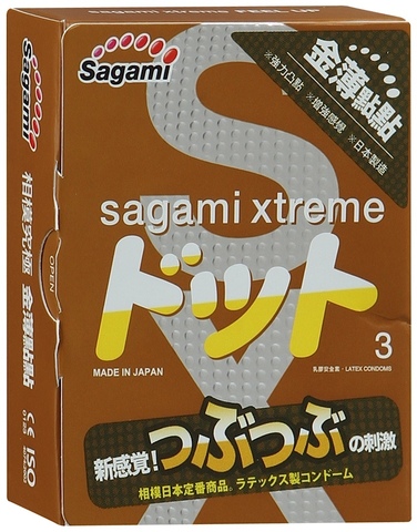 Презервативы Sagami Xtreme Feel Up с точечной текстурой и линиями прилегания - 3 шт. - Sagami Sagami Xtreme Sagami Xtreme Feel Up №3