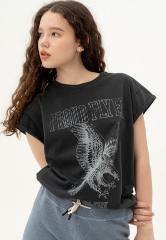 Футболка со скрученным рукавом Bowery NYC "Proud Flyer" Vintage Pirate Black