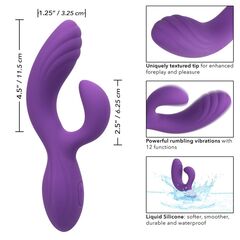Фиолетовый вибромассажер-кролик Stella Liquid Silicone “C” Curve - 19 см.