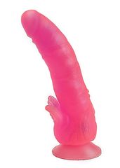 Розовый фаллоимитатор с лепестками у присоски - 18,5 см - 