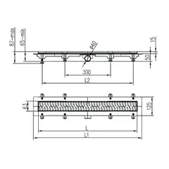 Трап линейный для пола, боковой слив MCH CH350H1