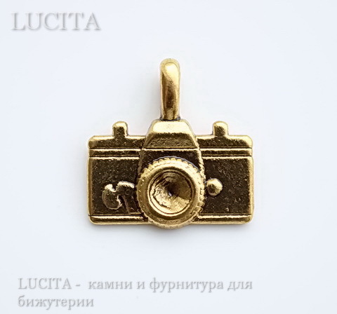 Подвеска 3D "Фотоаппарат" (цвет - античное золото) 22х20 мм ()