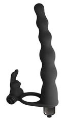 Черная вибронасадка для двойного проникновения Jungle Bunny - 17 см. - 