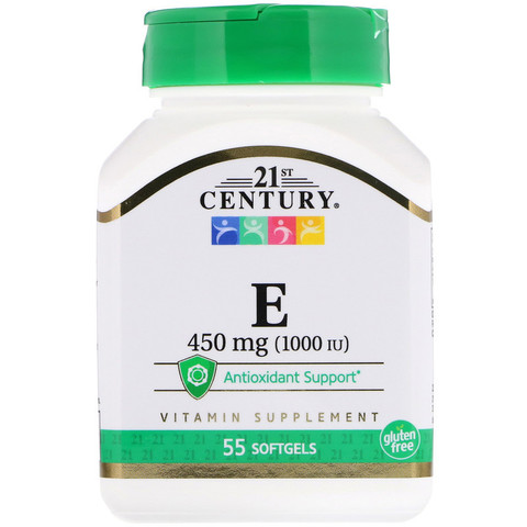 21st Century, E, 450 mg (1,000 IU), 55 Softgels