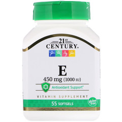 21st Century, E, 450 mg (1,000 IU), 55 Softgels